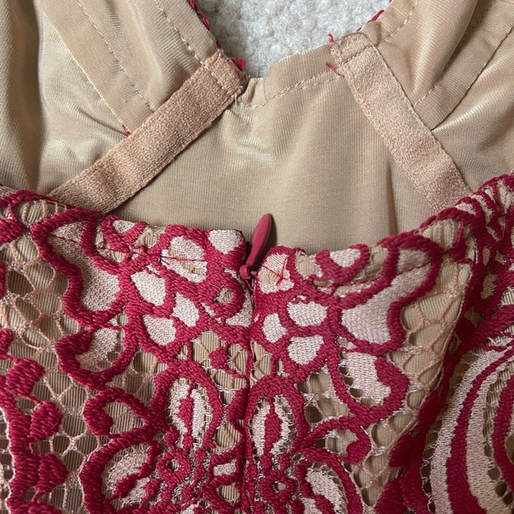 For Love‎ & Lemons Vika Red Nude Alice Corset Mini Dress Size Large - Picture 9 of 16
